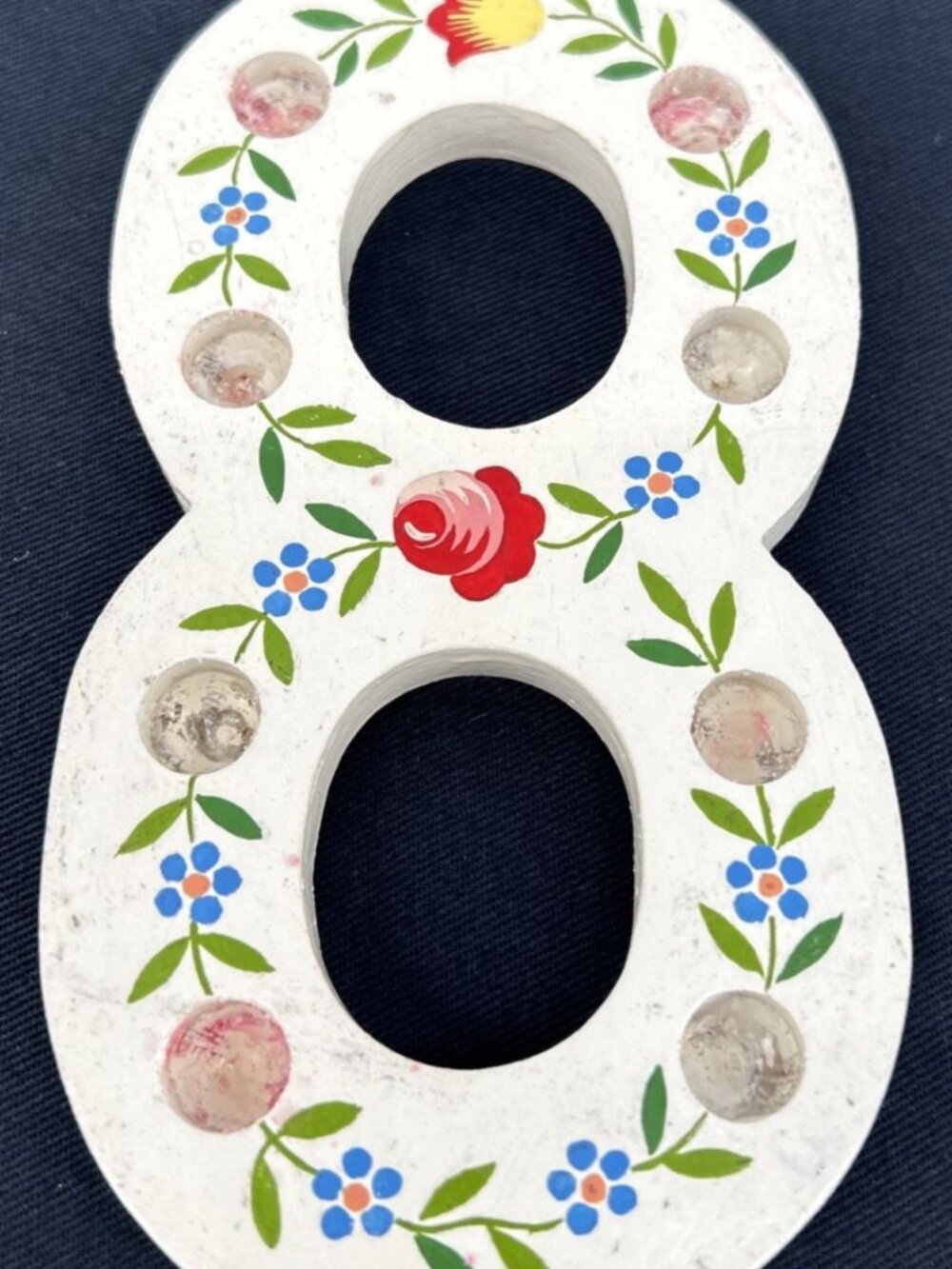 Swedish Wooden Traditional Candle Holder Hand Painted Figure 8 Infinity